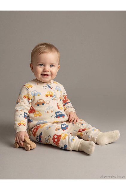 Beige 2.5 Tog Printed Baby Boy Sleeping Bag