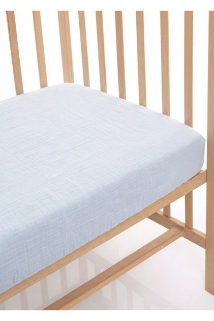 100% Cotton Muslin Fitted Sheet - 4 Layers, Breathable Fabric - 70X110 cm