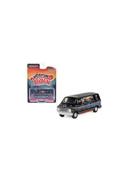 Hobby Exclusive Series 1977 Dodge B-100 Van Keep on Vannin Black 1/64 Model Car