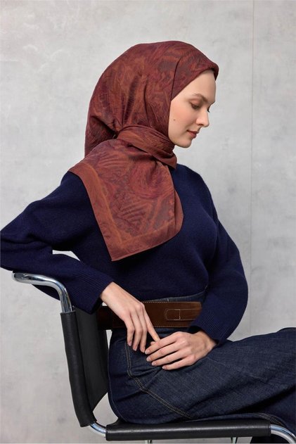 Eșarfă din viscoză Velora Four Seasons Mixed Pattern Cupru 90x90