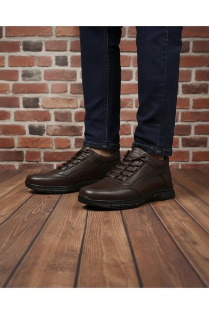 Goldbrand 100% Genuine Leather Men's Winter Rubber Non-Slip Comfortable Casual Sports Short Boots 40-44