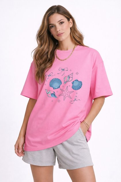 Unisex Colorful T-Shirt with Sea Shell Print
