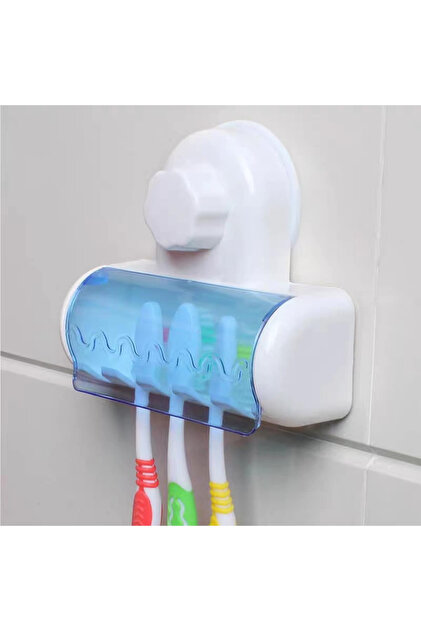 Blue 1pc-Bathroom Accessories Set Toothbrush Holder Wall Mount Stand Tooth brush Holder Hooks Suctio
