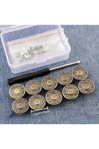10Pcs 10PCS/Pack 17mm Jeans Waist Buttons Adjustable Nail Free Waist Extenders Buttons Detachable Cl