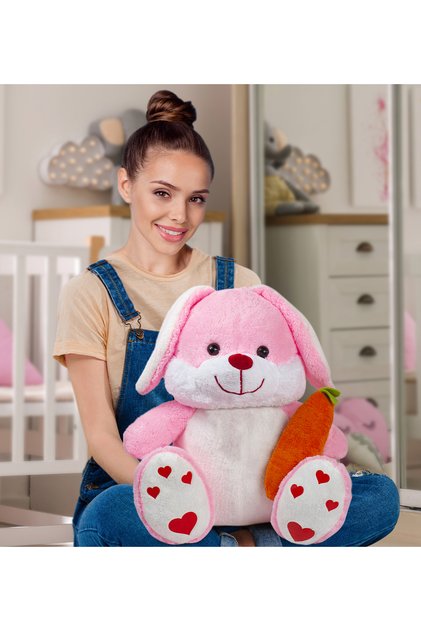 100 cm Large Plush Rabbit Holding a Carrot in Its Hand – Cuddly Gift Toy