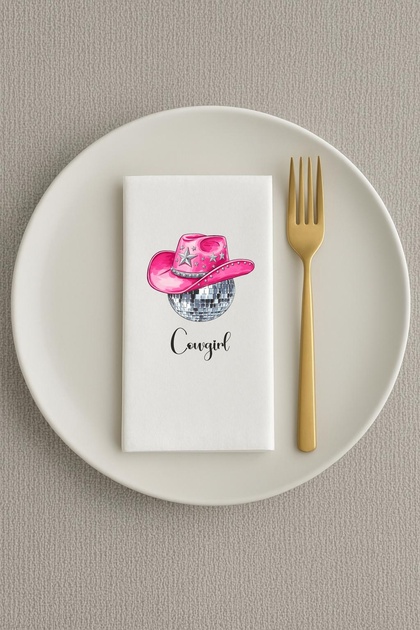 Cowgirl Disco Topu Baskılı Peçete Sunum Peçetesi 20 ADET