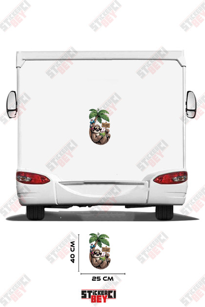 Lazy Animal Sleeping on Palm Tree Visual Caravan Sticker Decoration