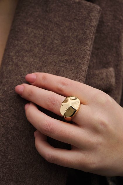 Vip Large Wavy Plate Ring Free Size Adjustable Front Size