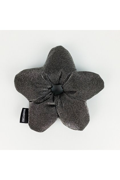 Handmade Fiber Filled Scrunchie Bun Clip Silver Sparkling Armor Series