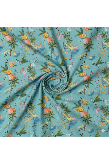 Summer-Themed Marine Patterned Digital Printed Upholstery Sofa Fabric, Throw Pillow, Cushion Fabric