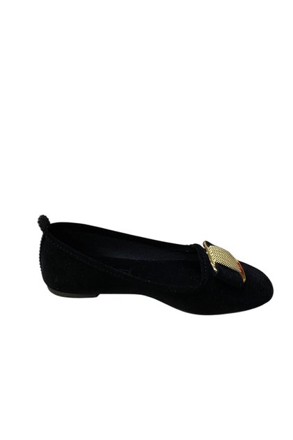 Women's E-V Suede Ballerina Shoes with Stone Buckle