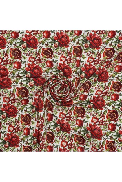 Digital Printed Upholstery Sofa Fabric with Pomegranate and Rose Pattern, Throw Pillow, Cushion Fabric