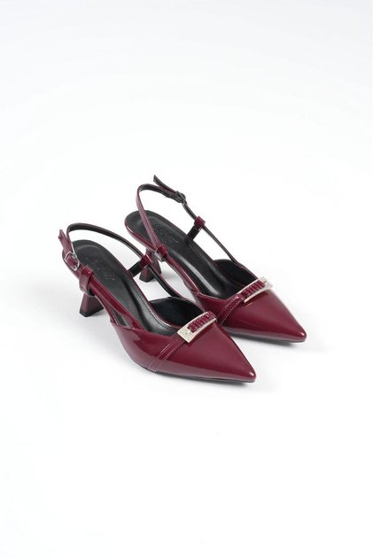 Women's Beige Patent Leather Buckle Open Back Daily Casual Evening Dress Stiletto Heeled Shoes