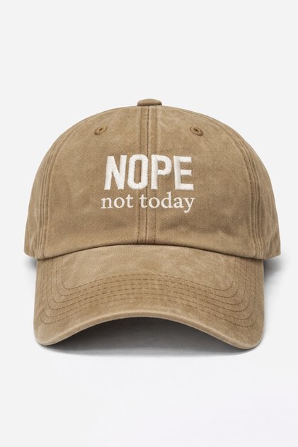 NOPE not today Hayır bu gün değil Nakış Eskitme Şapka Kep