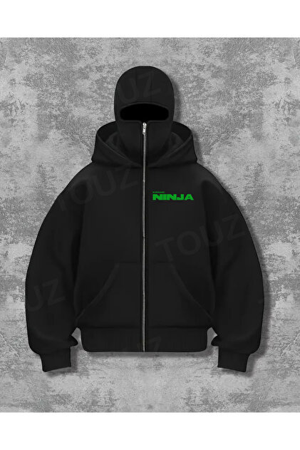 Ika chan  Le Savu Kawasaki Ninja Baskılı Unisex Kar Maskeli Kapüşonlu