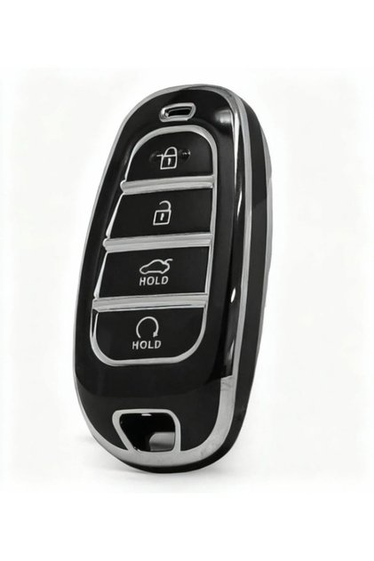 Hyundai 2021–2024 New Tucson & Santa Fe Compatible Key Case Cover – Black & Silver