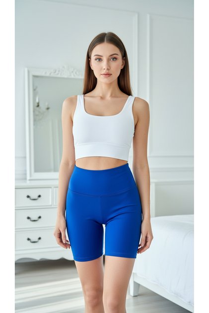 Navy Blue Shaping / Sculpting Diver Fabric High Waist Short Leggings