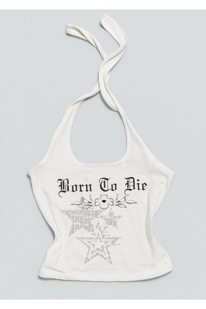 Kadın Boyundan Bağlamalı Üst Bluz Crop Top Likralı