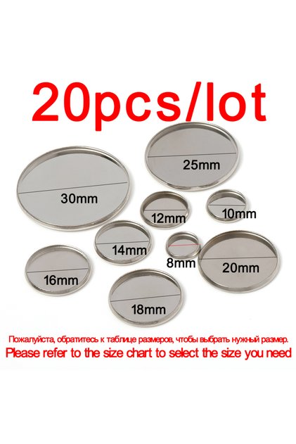 Inner 18mm Steel color 20pcs Stainless Steel Cabochon Base Round Bezel for DIY Jewelry Making