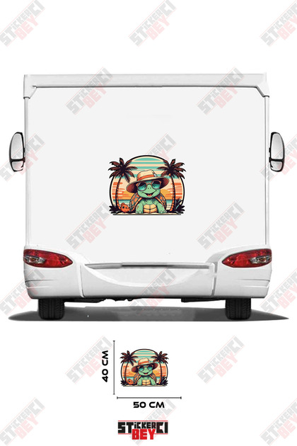 Glasses-Wearing Turtle on the Coast Visual Caravan Sticker Decal