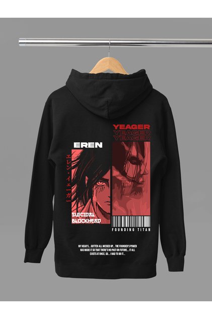 Eren Yeager from Attack on Titan 3-Ply Quality Hooded Anime Sweatshirt