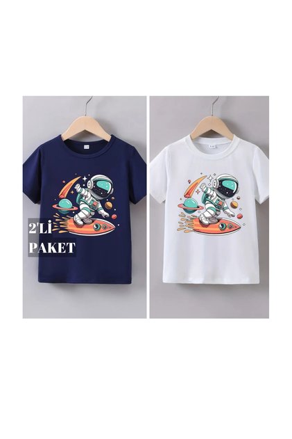 2-Pack of Printed Crew Neck T-Shirts for Girls/Boys