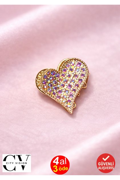 Stone Heart Shaped Gold Mini Women's Hair Clip – Colorful Sparkling Metal Pin Buckle 2 cm