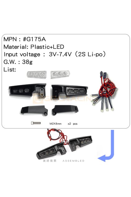 G175A Front Bumper Spotlight/Fog Lamp/Headlight Abs Material For 1/10 Rc Crawler Car Traxxas Trx-4 9