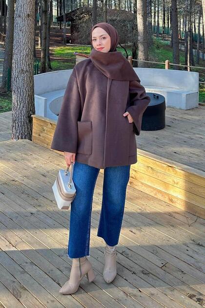 Pocketed Cashmere Coat Bitter Brown