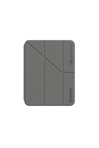 Husă compatibilă iPad a 11-a generație A16 2025, cu suport pentru creion, spate transparent, suport magnetic, husă Zeta gri