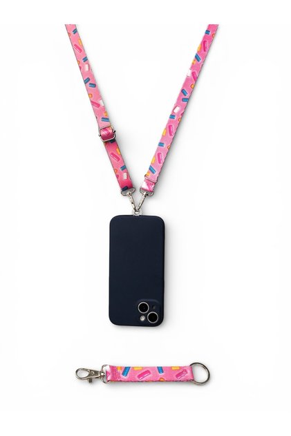 Pink Bones Phone Strap Phone Neck Lanyard / Compatible with All Phones and Keychain