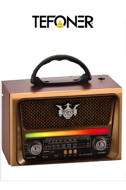 Vintage TE-SP024 radio. A small, portable FM/AM electric radio. It features a flash drive and memory card slot.