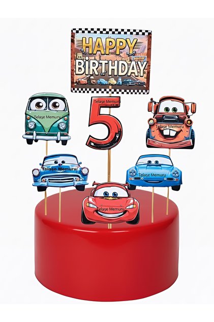 Cars cake topper - cars birthday decoration - 5th birthday cars theme