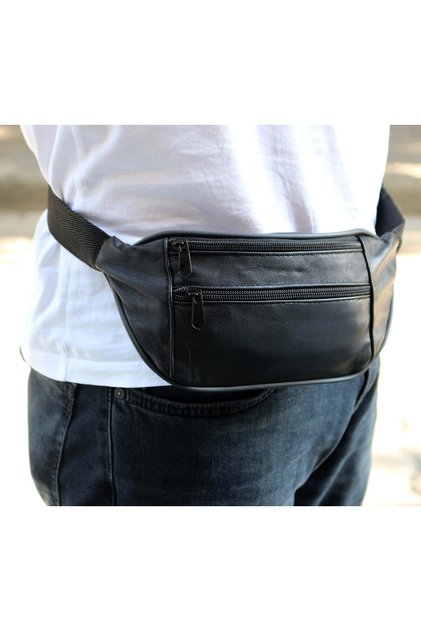 Genuine Leather Men's Waist Bag - Small Size