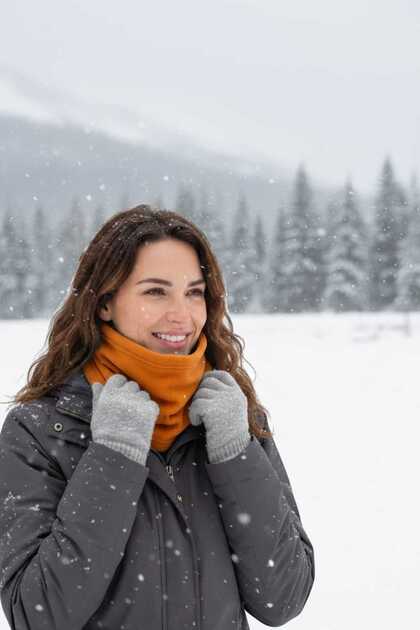Women's Fleece Neck Warmer Beanie Orange Fleece Neck Warmer