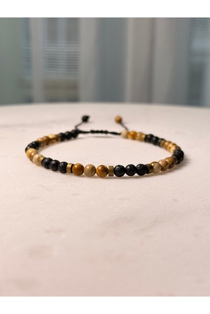 Jasper, Lava, Hematite Natural Stone Bracelet, Unisex Bracelet, Designer Bracelet Adjustable with String