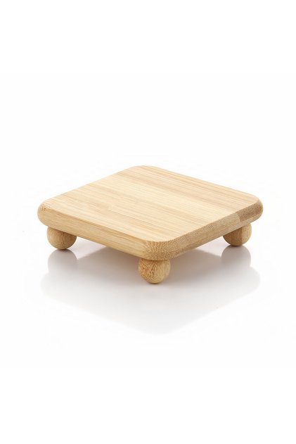 Square Bamboo Mini Presentation Stand | Natural Wood Decorative Serving and Presentation Board 10X10Cm