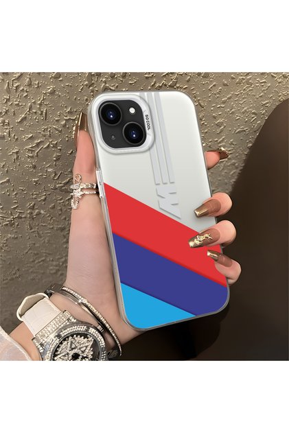 iPhone 15 Uyumlu BMW Desenli Silikon Kenar Sert Arka Anti Düşme Kılıfı