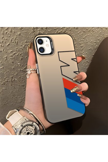 iPhone 11 Uyumlu BMW Desenli Silikon Kenar Sert Arka Anti Düşme Kılıfı