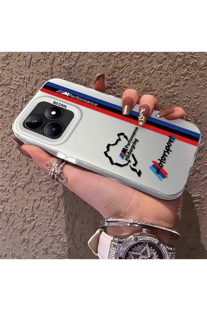Silicone Edge Hard Back Thin Phone Case Compatible with Realme C53 Bmw Pattern