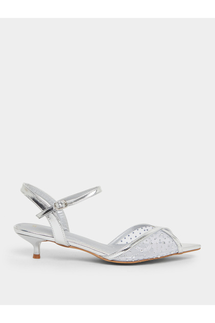 Embellished Vamp Low Heel Sandals