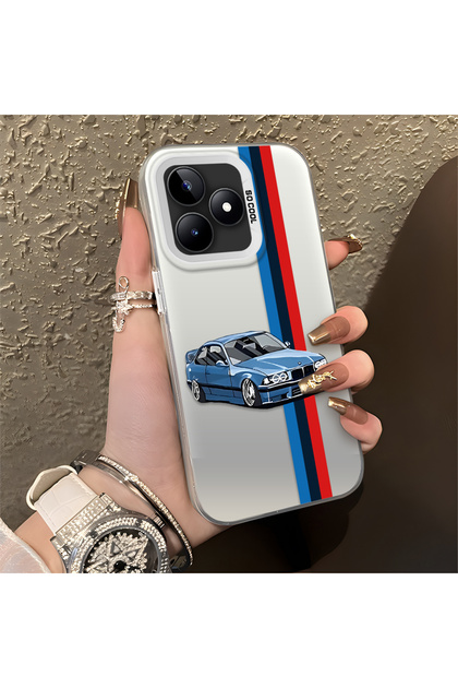 Realme C53 Compatible Silicone Edge Hard Back Anti-Fall Phone Case Car Patterned