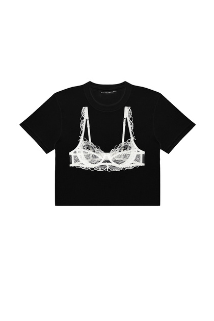 Sutien negru cu imprimeu Crop top negru