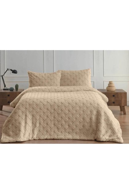 Diamond Double Bedspread Plush Fur Soft Comforter Quilt Set