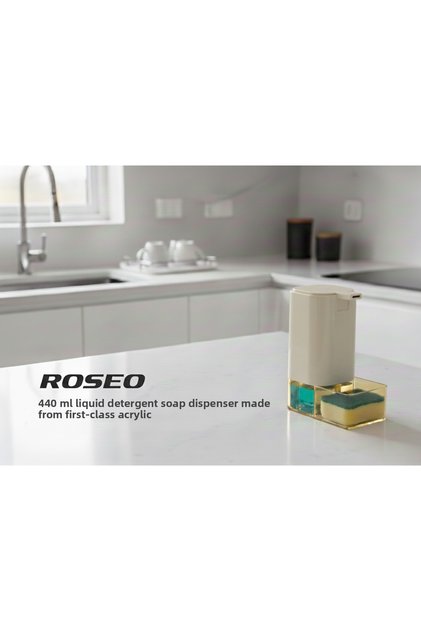 Roseo Liquid Soap Dispenser Detergent Dispenser with Sponge Chamber 440 ml Acrylic