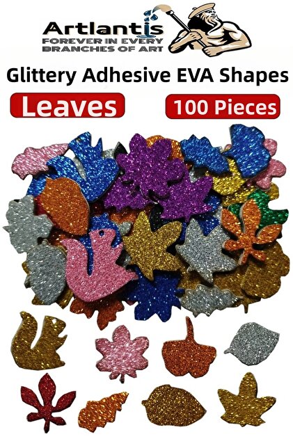 Shaped Glitter Eva Adhesive Sheets 1 Pack of 100 Self-Adhesive Glitter Eva Sticker School Front Office