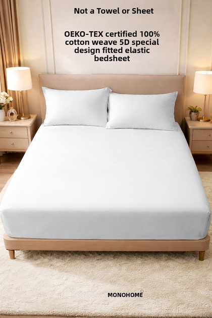 Elastic Fitted Sheet 100% Cotton Oeko-Tex ® Certified (Made from Duvet Cover Fabric) 57 Tel Beyaz