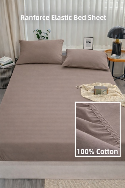 Ranforce 100% Cotton Elastic Fitted Sheet Set | Pillowcase Included