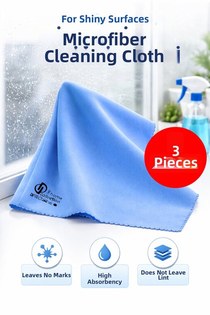 Jumbo Size Lakost Microfiber Glass Cloth, Mirror Cloth, Glossy Surface Cloth - Blue 50X70Cm 3-Pack