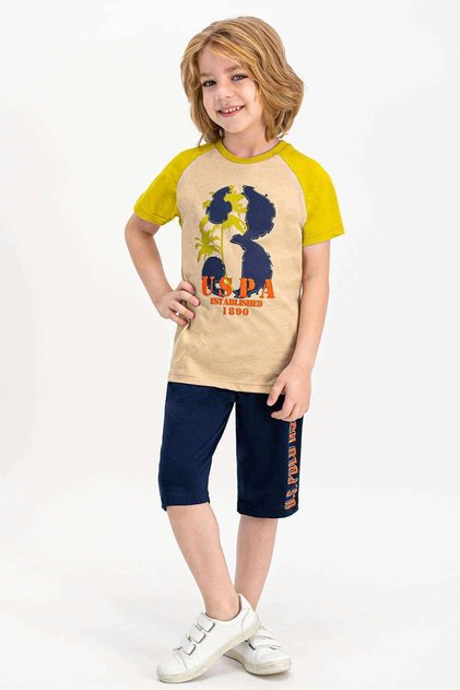 Boy's Beige Licensed Sand Capri Set